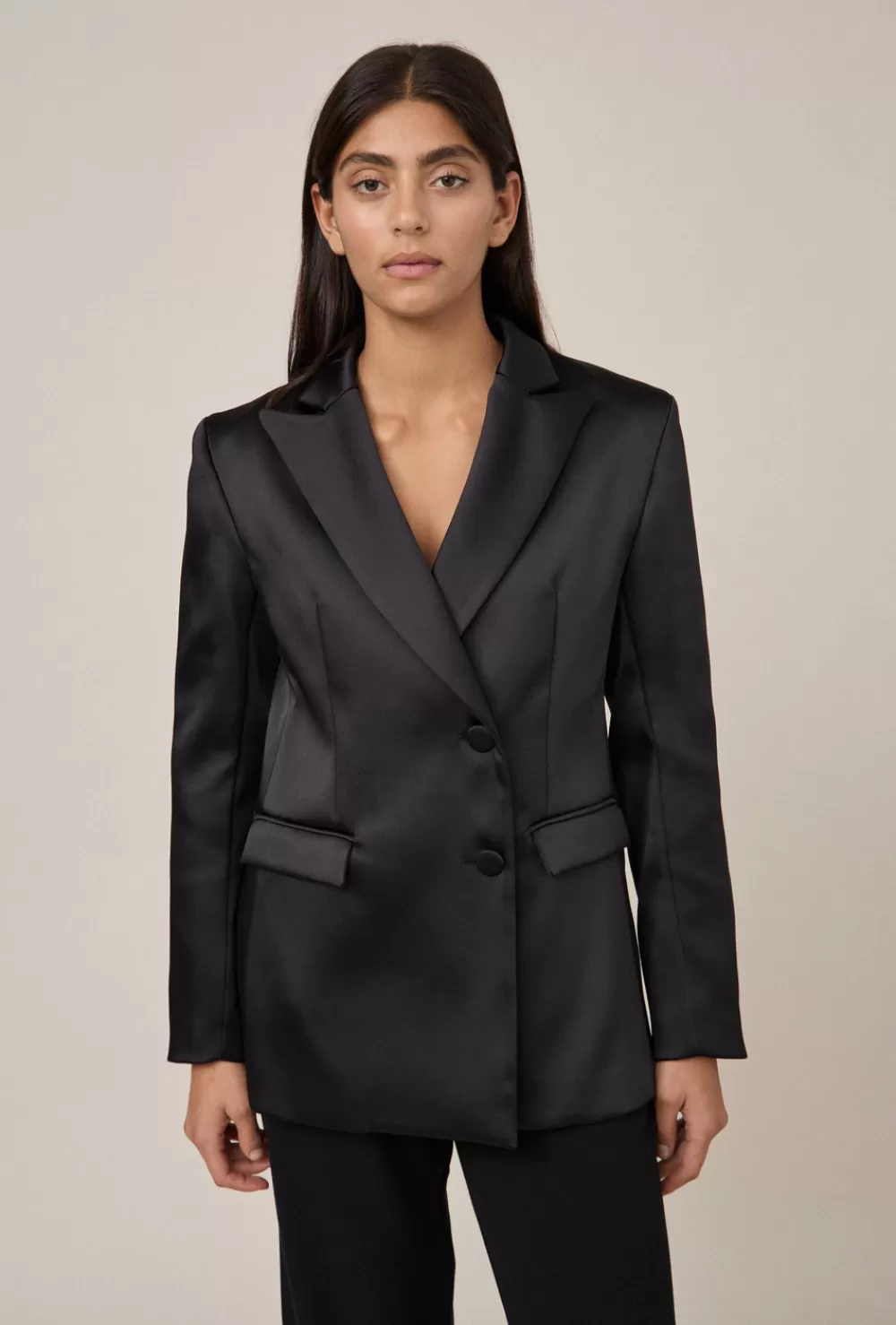 Women Maggie Marilyn Blazers | Satin Tuxedo Blazer